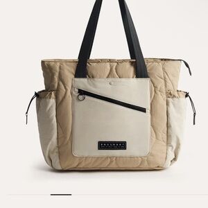 Tan and Cream Women's Tote Bag